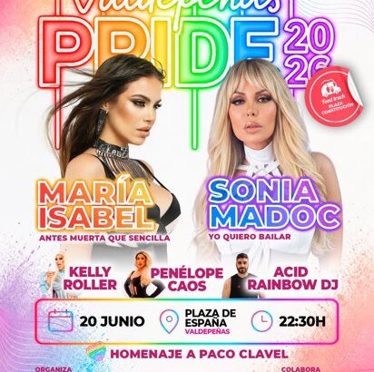 María Isabel y Sonia Madoc en el Pride de Valdepeñas, con homenaje a Paco Clavel