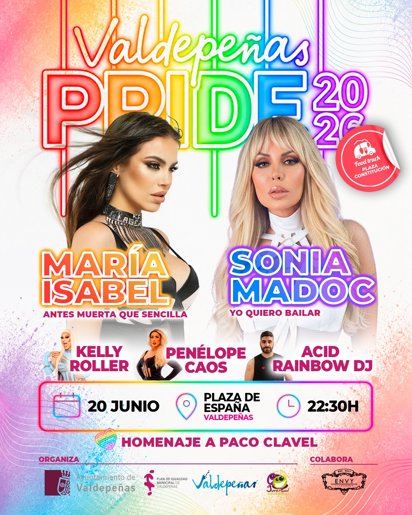 María Isabel y Sonia Madoc en el Pride de Valdepeñas, con homenaje a Paco Clavel